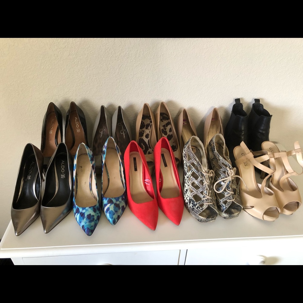 Lot of high heels all fit shoe size 8